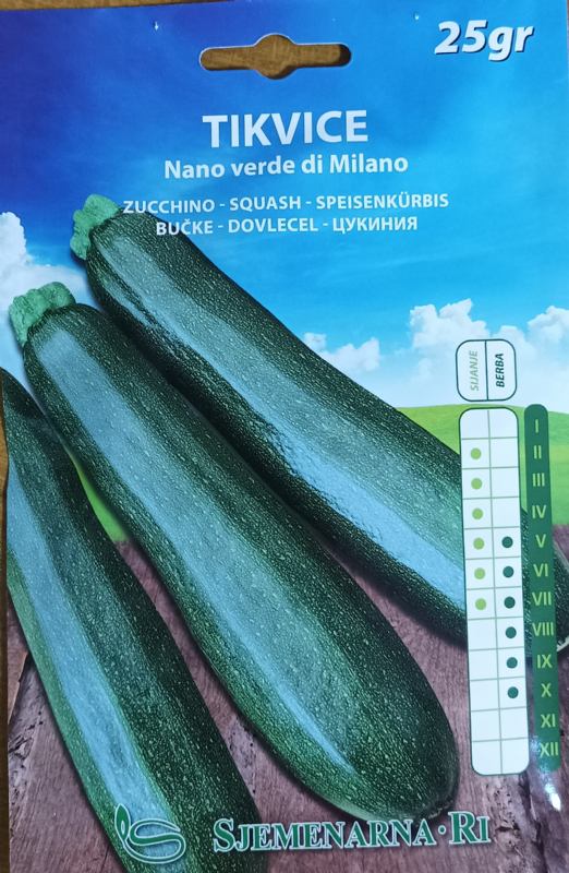 Zucchini seed, variety: Nano verde di Milano, 25 gr.packet
