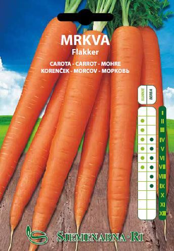 Carrot seed packet, Flakker variety